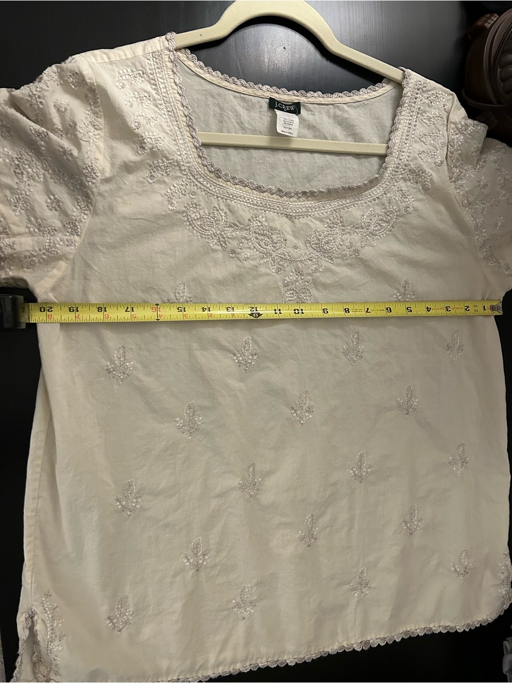 J. Crew Cream Embroidered Short-Sleeve Blouse - Picture 8 of 8